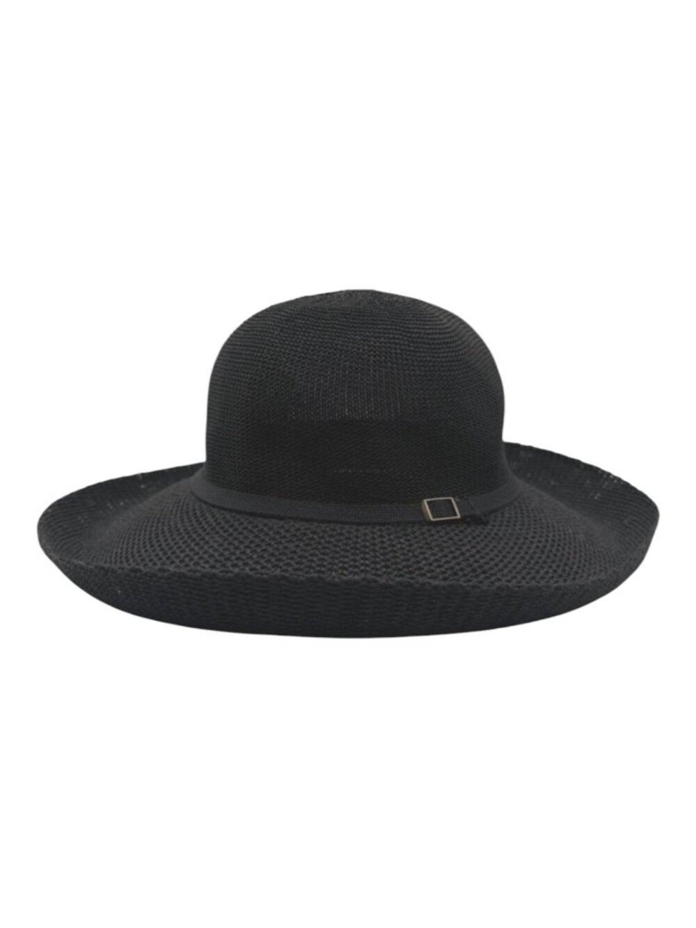 Kooringal Sun Hat Women OS Black Woven Wide Brim Adjustable Buckle Beach